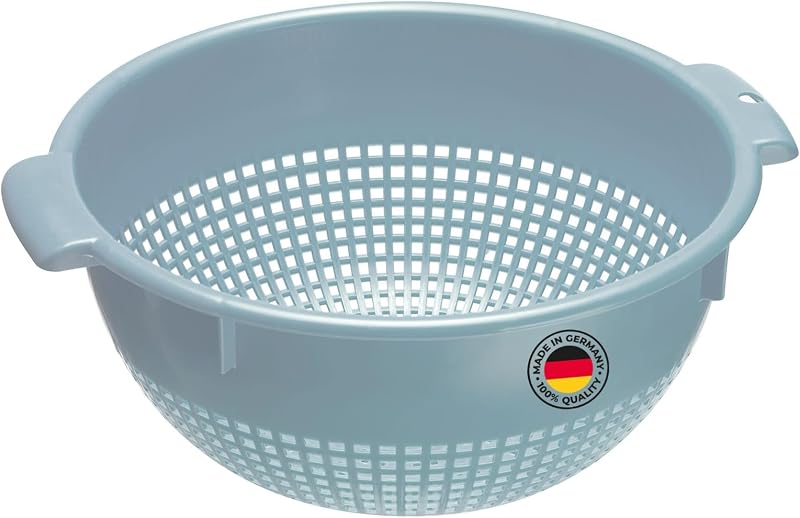 Westmark 2126221B Colander/Strainer with Recessed Handles and Attachment Pegs, Plastic, Blue