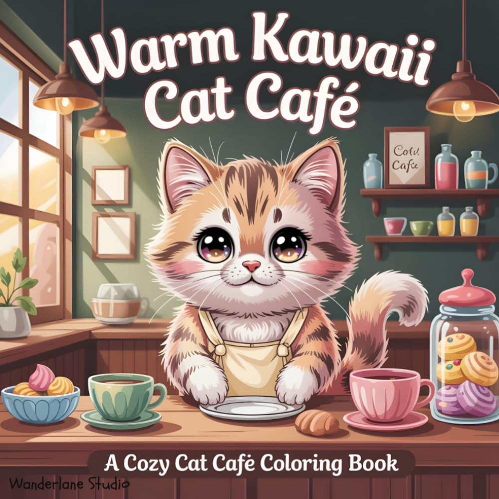 Warm Kawaii Cat Café: A Cozy Cat Café Coloring Book