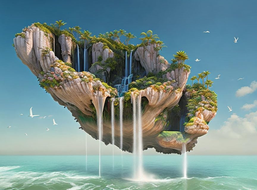 Toile murale grand format main en pierre et ocean pour deco salon zen