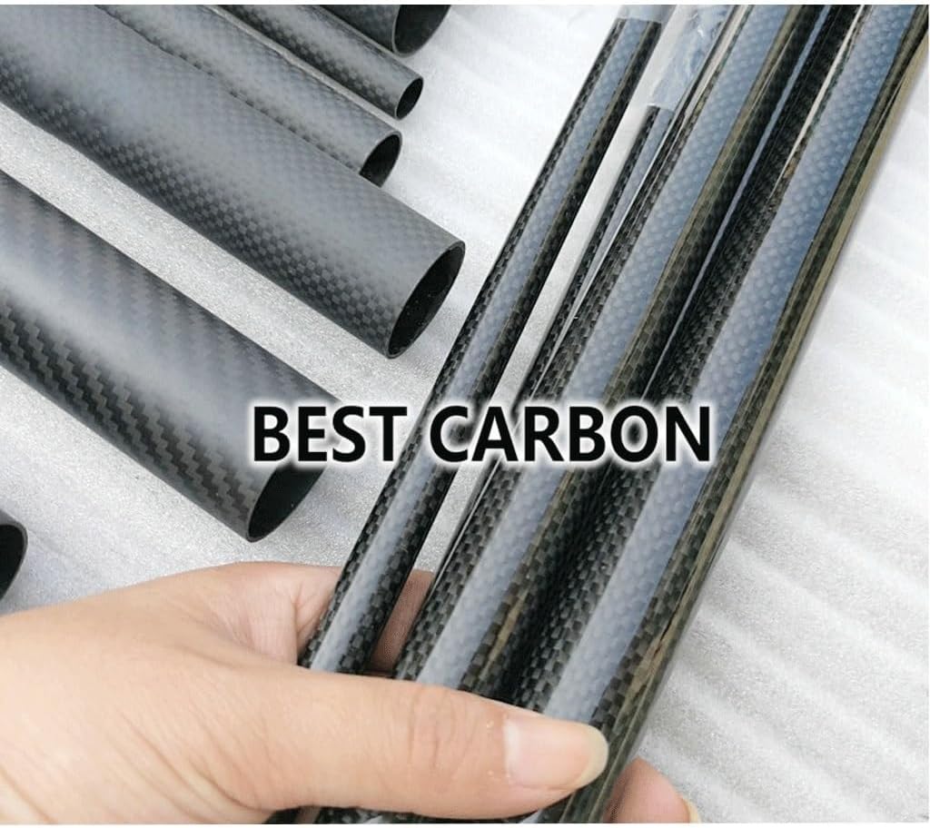2pcs 500mm Length Plain Glossy 3K Carbon Fiber Fabric Wound Tube, for Aviation Model Aircraft 3K Roll Wrapped Carbon Fiber Rods(12x11 x 500mmx 2 pcs)