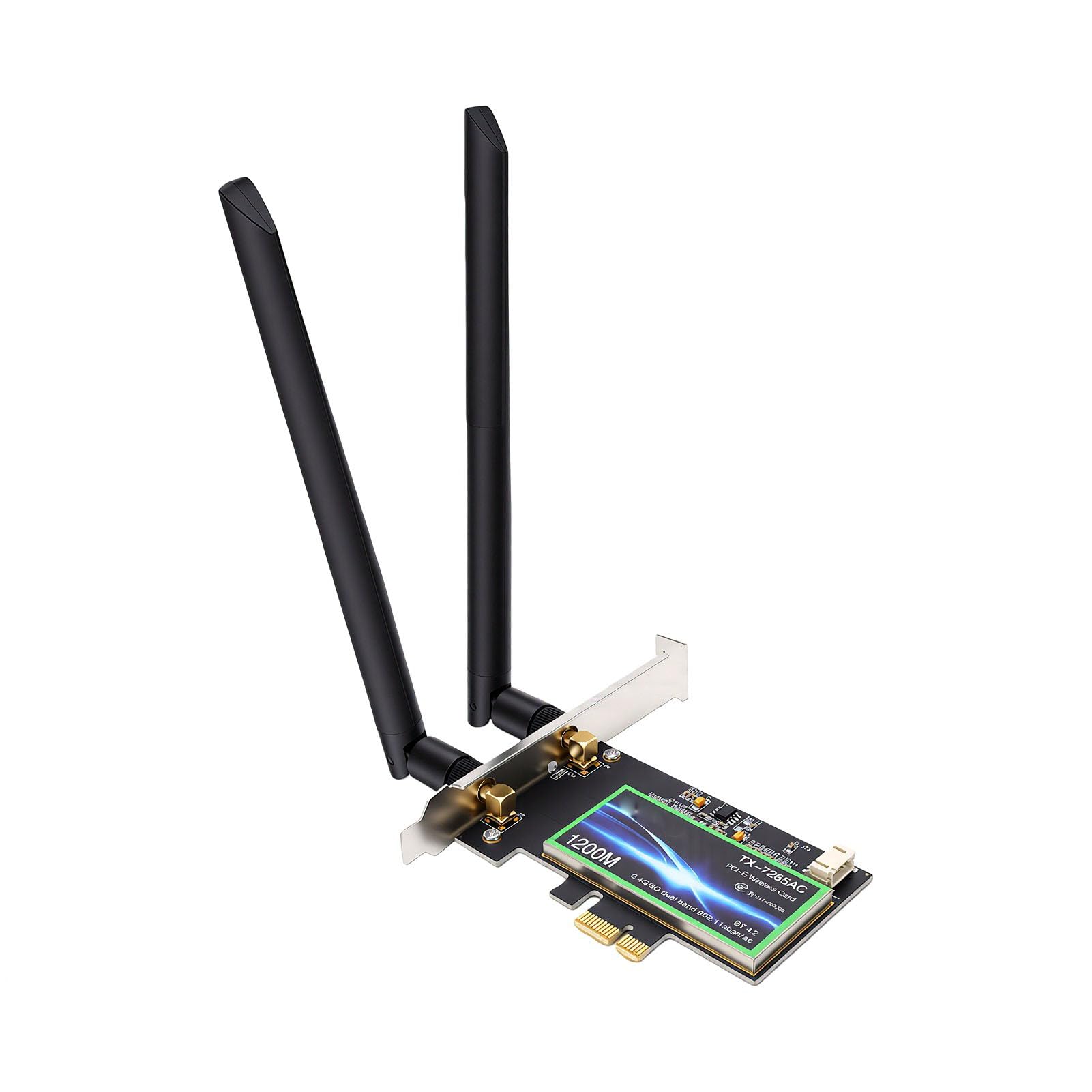 Sxhlseller Tarjeta WiFi PCIe con Bluetooth 4,2, Adaptador de Red 802.11AC de Doble Banda de 1200Mbps, Antenas Duales para PC 11 10 PC de Escritorio para Juegos