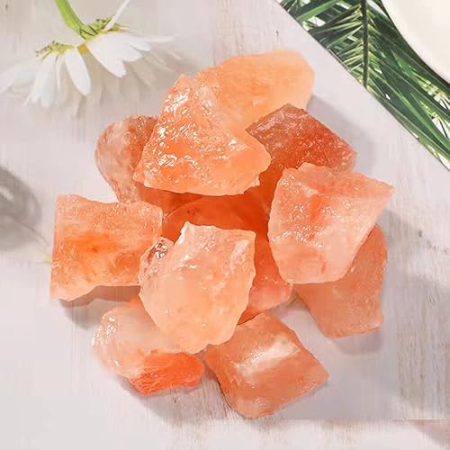 Miniatura 3 de Piedras de sal de cristal rosa del Himalaya, 1.18 a 1.97 pulgadas, 0.22 libras para lámpara de sal, cuenco y decoraciones M33, naranja