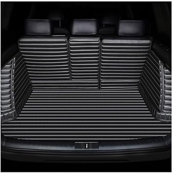 Car Leather Trunk Mat for Mitsubishi Eclipse Cross 2018-2023, Full Coverage Cargo Liner Boot Mats Carpets Tray Protector Anti-Scratch All Weather Accessories,B/Black Beige