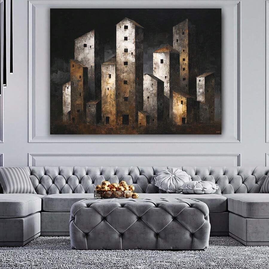 Impression d'art moderne grise grand format 70x100cm affiche vintage toile - 2