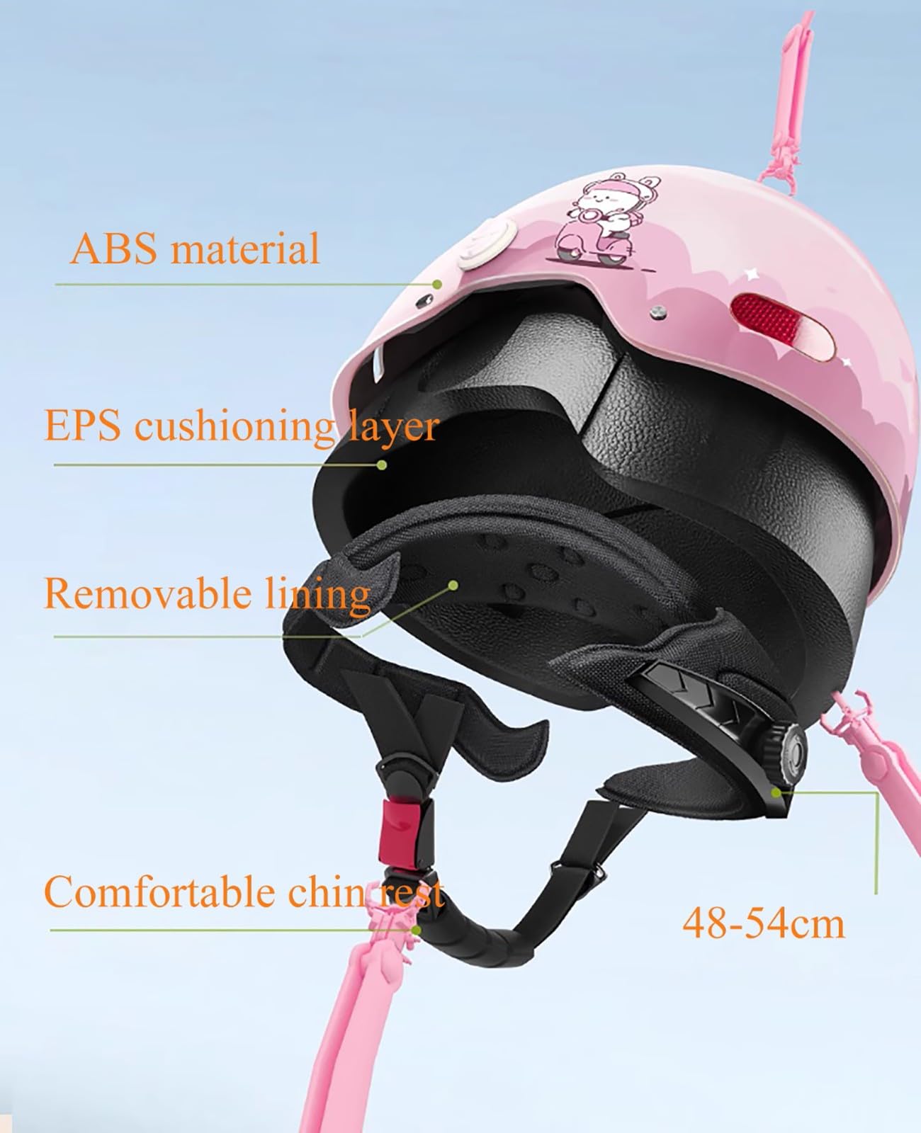 Casco Da Moto Per Bambini Con Orecchie Di Gatto, Casco Aperto Per Bici, Ciclomotore, Moto Da Cross, Scooter, Go-Kart, Bicicletta, ATV, Per Ragazzi E Ragazze Dai 2 Ai 14 Anni H,47-55cm