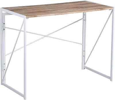 MEUBLE COSY Bureau Pliant Avec 4 Roulettes - Table Ordinateur Portable Pour Petits Espaces, Style Industriel Marron