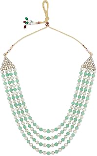 ZAVERI PEARLS Green Beads & Pearls Ethnic Multi Layer Necklace For Women-ZPFK11378 Price In India