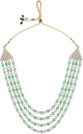 ZAVERI PEARLS Green Beads & Pearls Ethnic Multi Layer Necklace For Women-ZPFK11378