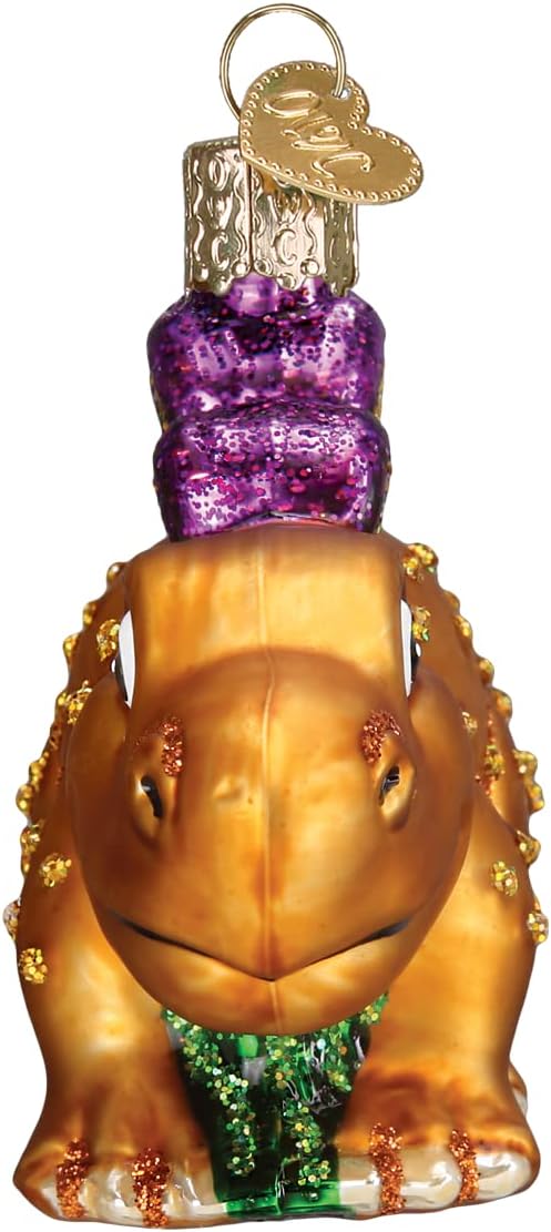 Old World Christmas A-Roarable Stegosaurus Glass Blown Ornament for Christmas Tree, Handcrafted Holiday Decoration, Dino Collection