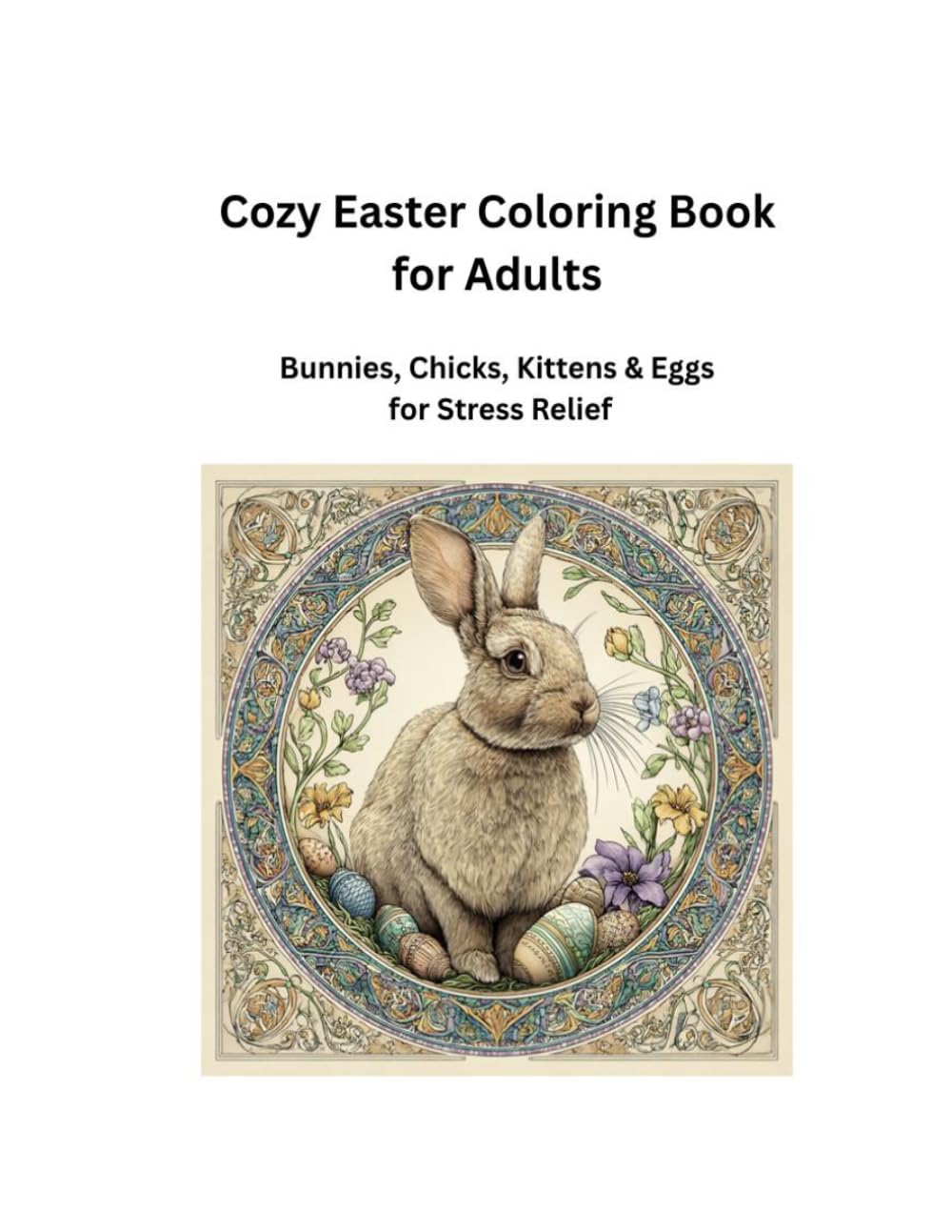 Cozy Easter Coloring Book for Adults: Bunnies, chicks, Kittens & Eggs for Stress Relief