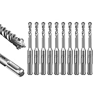 Vista 31 de SALI 10 brocas de martillo giratorio SDS Plus de 1/2 x 6 pulgadas, kit de broca para hormigón, material de carburo de doble rosca de tipo cruzado