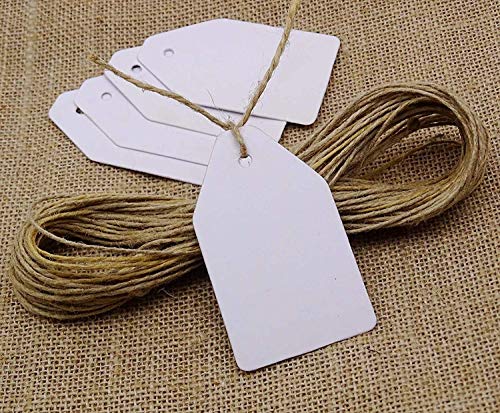 Étiquettes cadeaux mariage en papier blanc vierge Shabby Chic avec cordon jute naturelle x1000