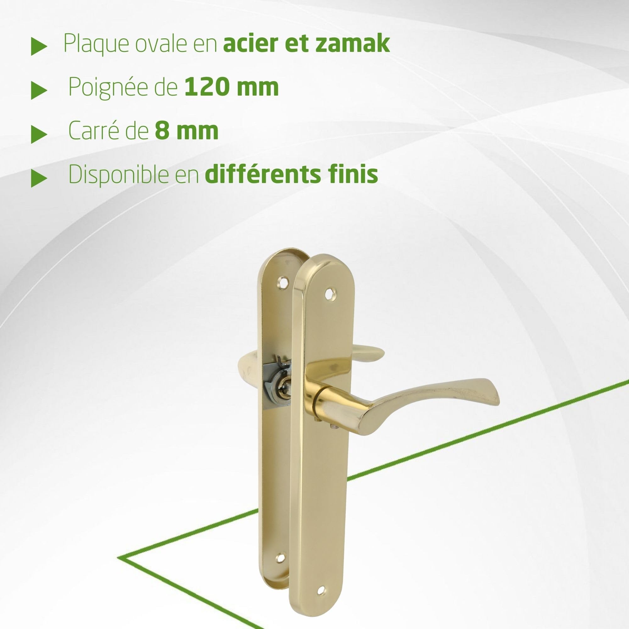 Amig - Lot de 2 Poignées avec Plaques - Poignées de Porte d’Entrée et Intérieure - Ouverture Fluide et Prise en Main Confortable - Entraxe 70 mm - Acier - Doré