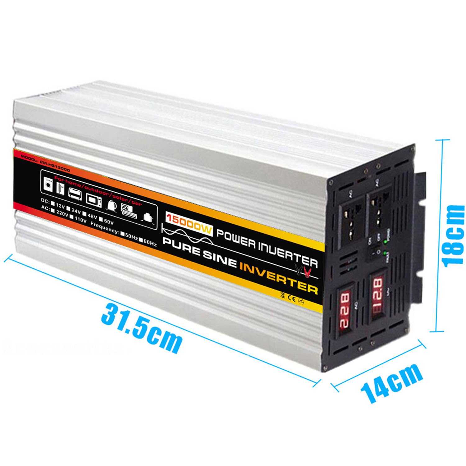 SL Euthtion 3000W Pure Sine Wave Power Inverter 12V DC To 120V AC 60HZ With LCD Display, USB