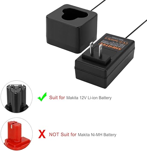 Miniatura 7 de Shentec Paquete de 2 baterías de iones de litio de 10.8 V 3.0 Ah compatibles con Makita BL1013 Makita BL1014 194550-6 194551-4 195332-9 (cargador de