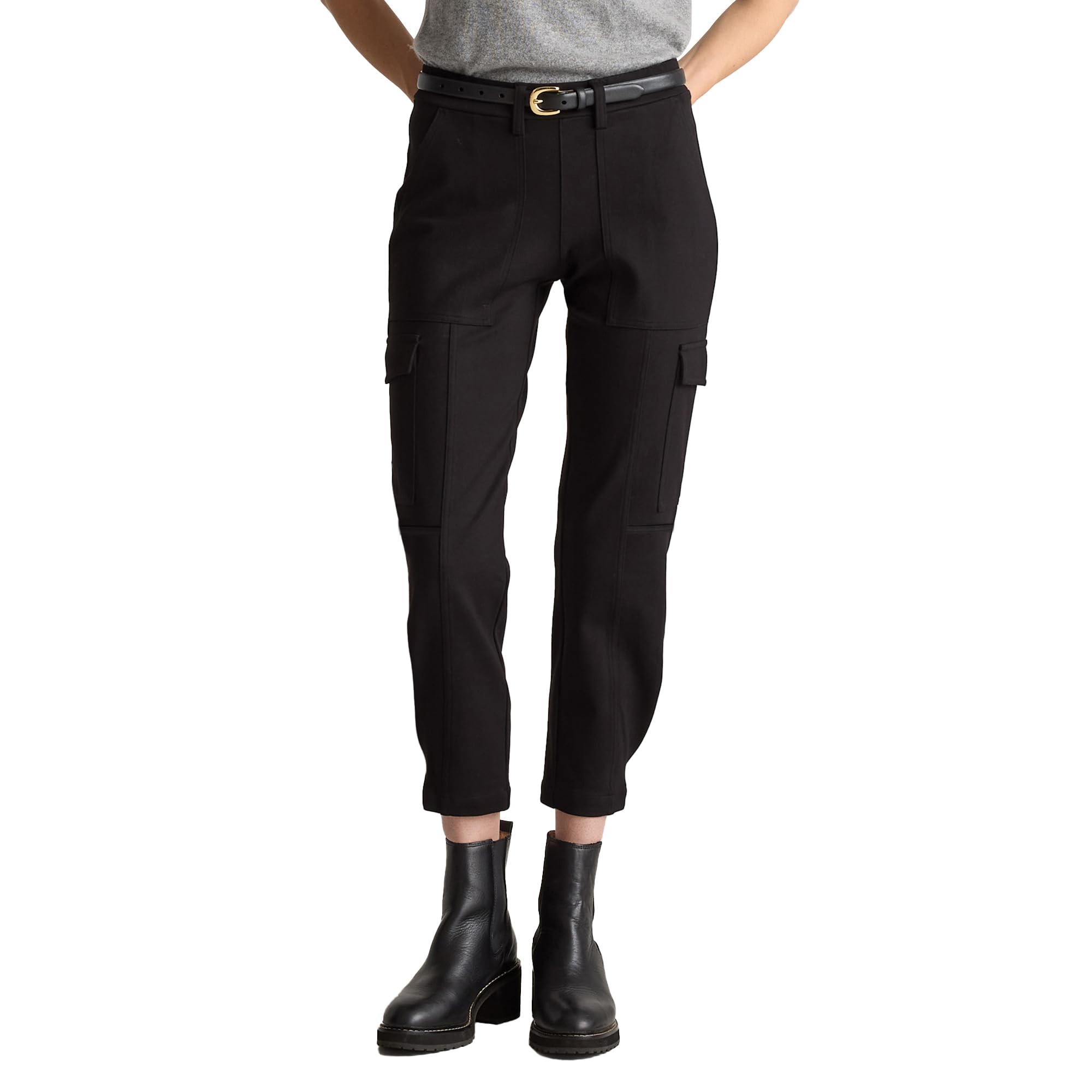 Womens High Rise Tapered Cargo Pants Cropped Inseam Casual Summer Pants Fit for Work Sport