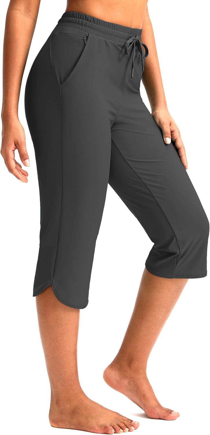 Pudolla Women's Swim Capris 18" Quick Dry UPF50+ Swimsuit Pants Long Board Shorts for Women with Pockets