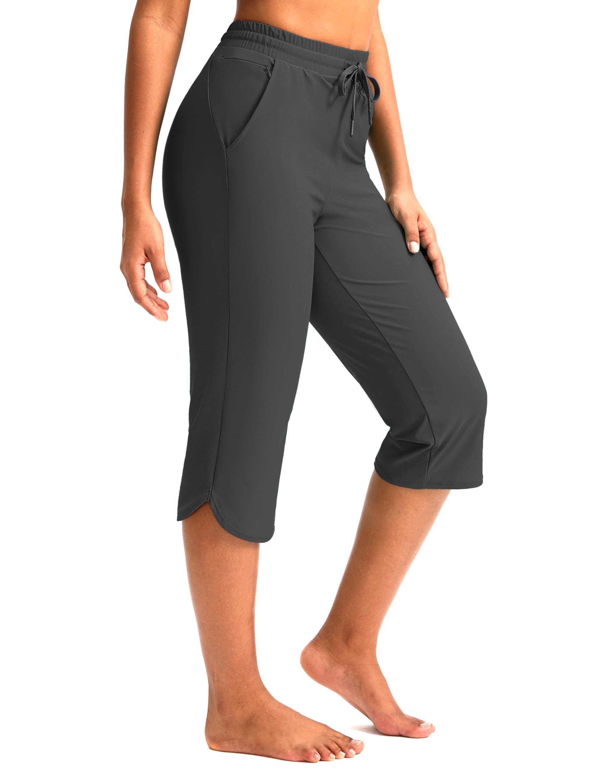 Pudolla Women's 18" Swim Capris Quick Dry Swimsuit Pants with Pockets | Stretchy,UPF 50+,Lightweight,Below Knee Length,Chlorine Resistant,Swim pants,Swim Leggings,Long Board Shorts,Beach Pants