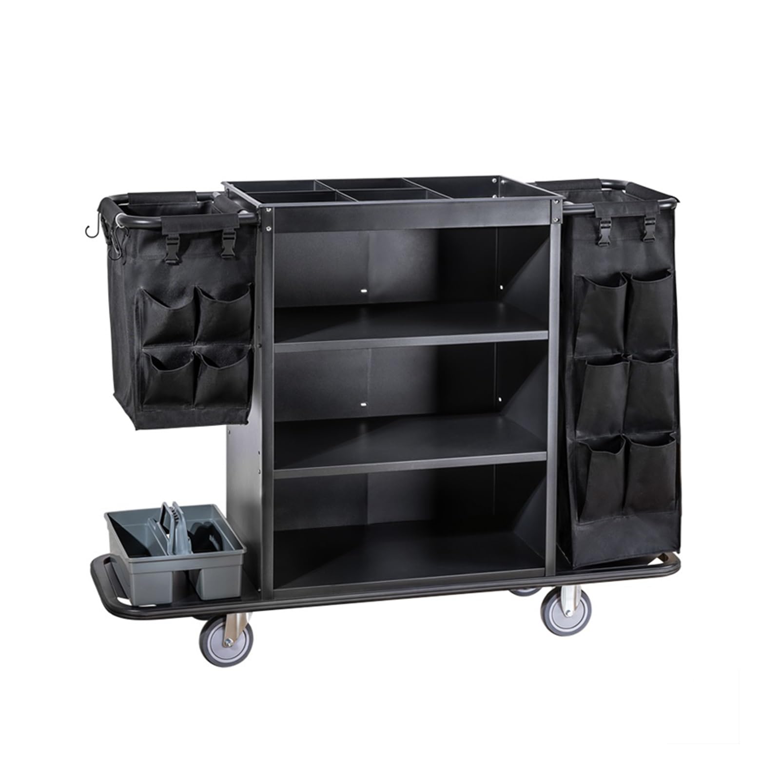Carrello multifunzionale per la pulizia dell'hotel – Carrello in tessuto spinto a mano per la manutenzione della stanza Servizi per gli ospiti Carrello da lavoro efficiente dell'hotel con sacchetti in