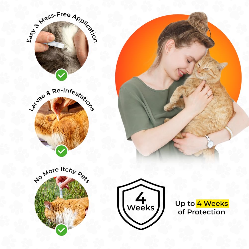 2 x Cat Flea & Tick Treatment Spot-On Solution Prevent Infection Kills Fleas, Lice, Ticks, Eggs and Larvae Repellent Upto 4 Months - Image 2