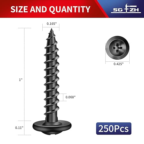 Miniatura 40 de #8 x Tornillo de madera de 1-1/4 pulgadas, 100 piezas de acero inoxidable 410 cabeza de armadura de rosca estándar rápido autorroscante por SG TZH