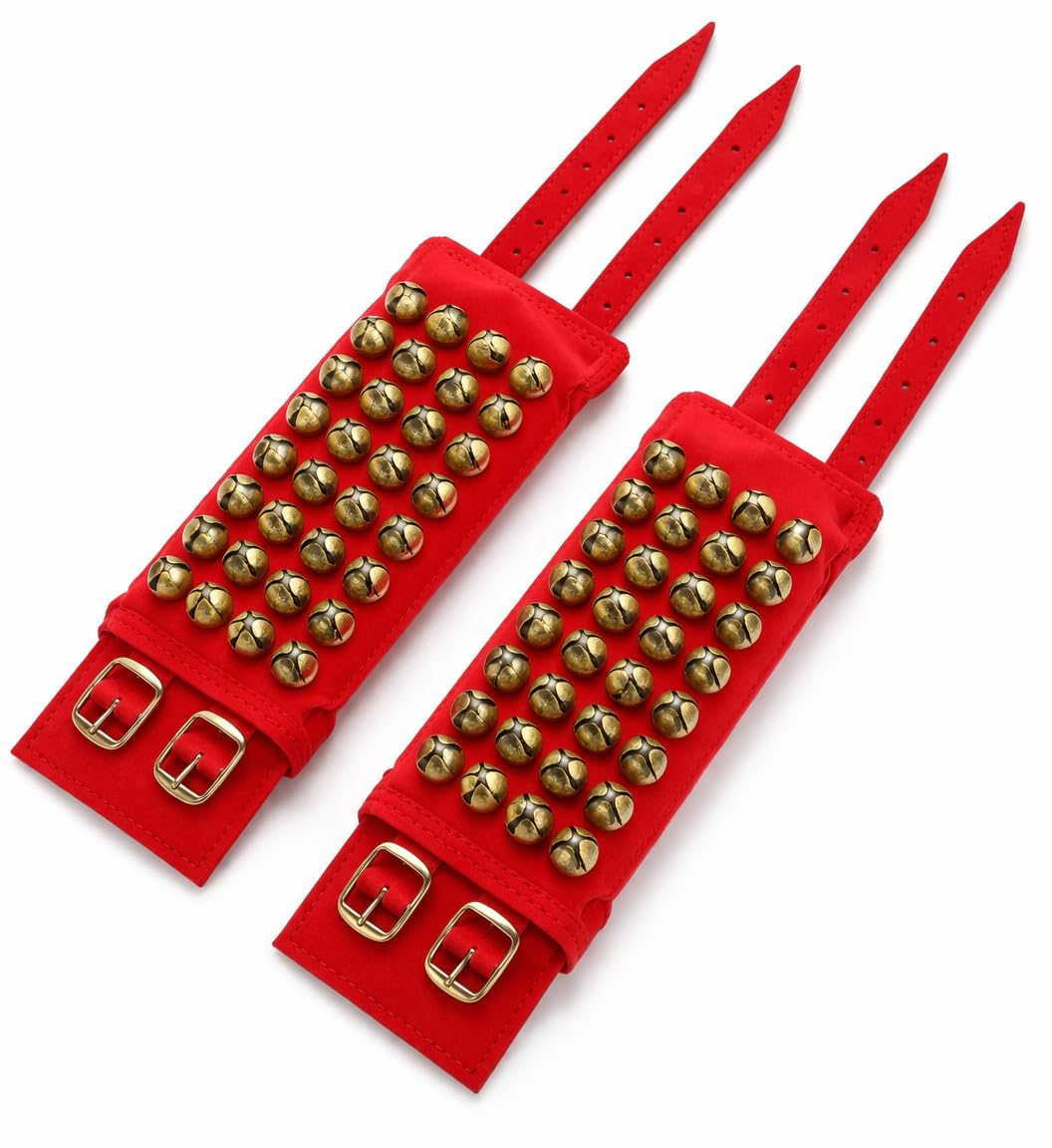 4 Line 40+40 80 bells Brass Ghungroo Ankle Bells Velvet Pad for Classical bharatnatyam Dance with Adjustable Strap Salangai Chilanka Gejje-image-3