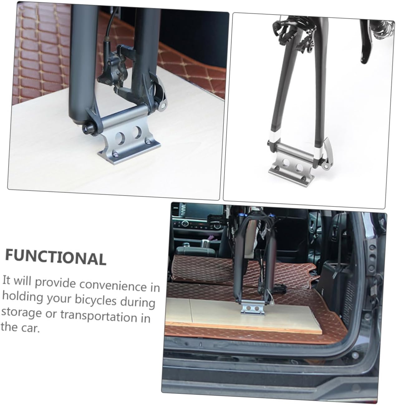 2pcs Bike Fork Mount Quick Release Front Wheel Fixer Rack for Bicycle Transportation and Car Trip Deep Titanium Color Cycling Fork Rack for Secure Indoor Outdoor Storage