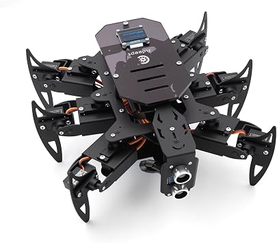 Adeept Hexapod Spider Robot Kit Compatible with Arduino, Spider Walking Crawling Robotic, Ultimate Programming Project STEAM Robotics Kit with OLED Display and Metal Body, PDF Manual