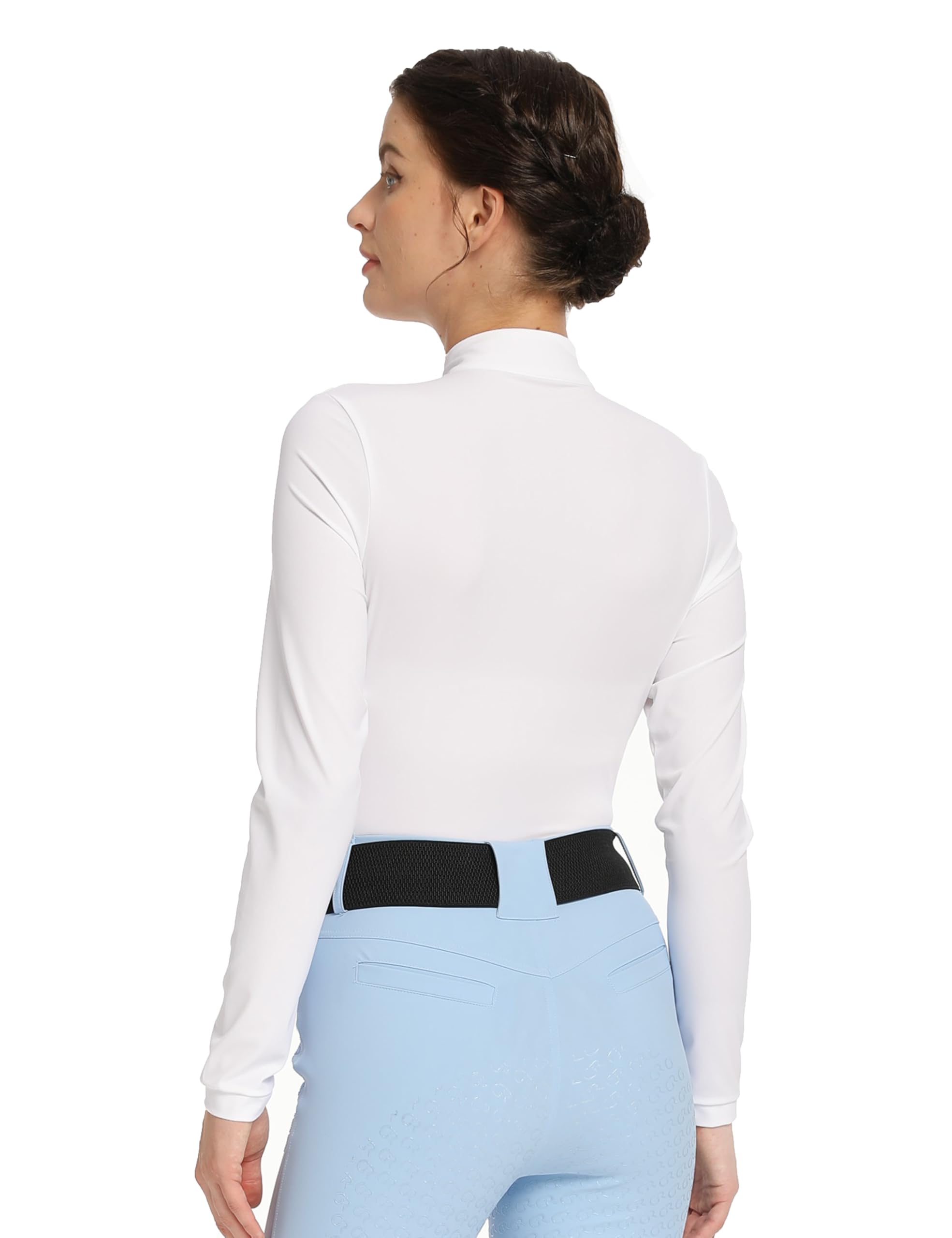 Harrison Howard T-shirt d'équitation à manches longues pour femme - Absorption de la transpiration - Séchage rapide - Couche de base 1/4 zippée