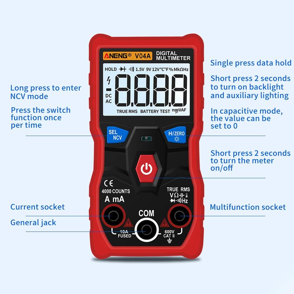 Labeled components of ANENG V04A Digital Multimeter