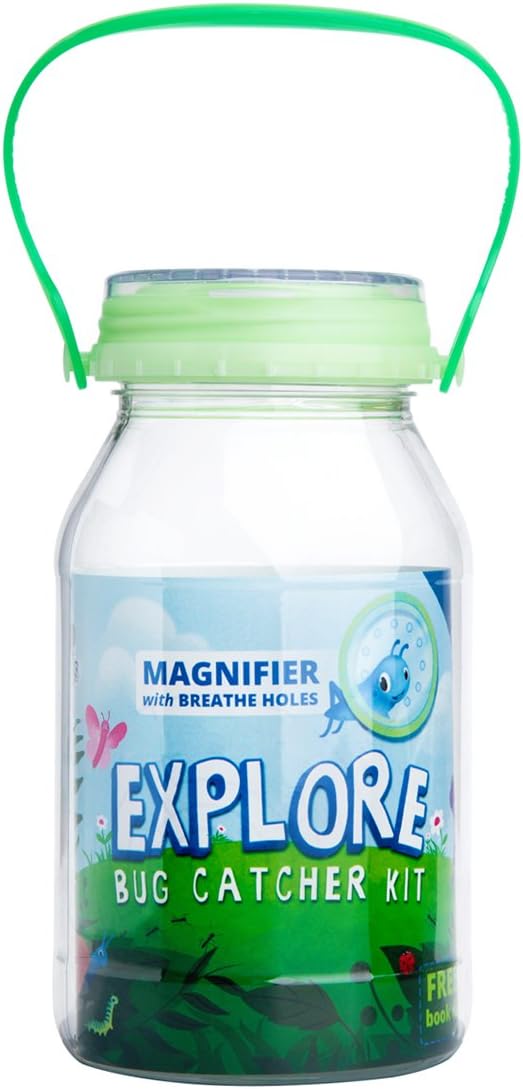 reCAP Mason Jars EXPLORE Bug Catcher – Glow Green –Plastic Mason Jar Bug Catcher Container and Glow-In-The-Dark Magnifying Lid, Made with Safe, BPA-Free, No-Break Materials