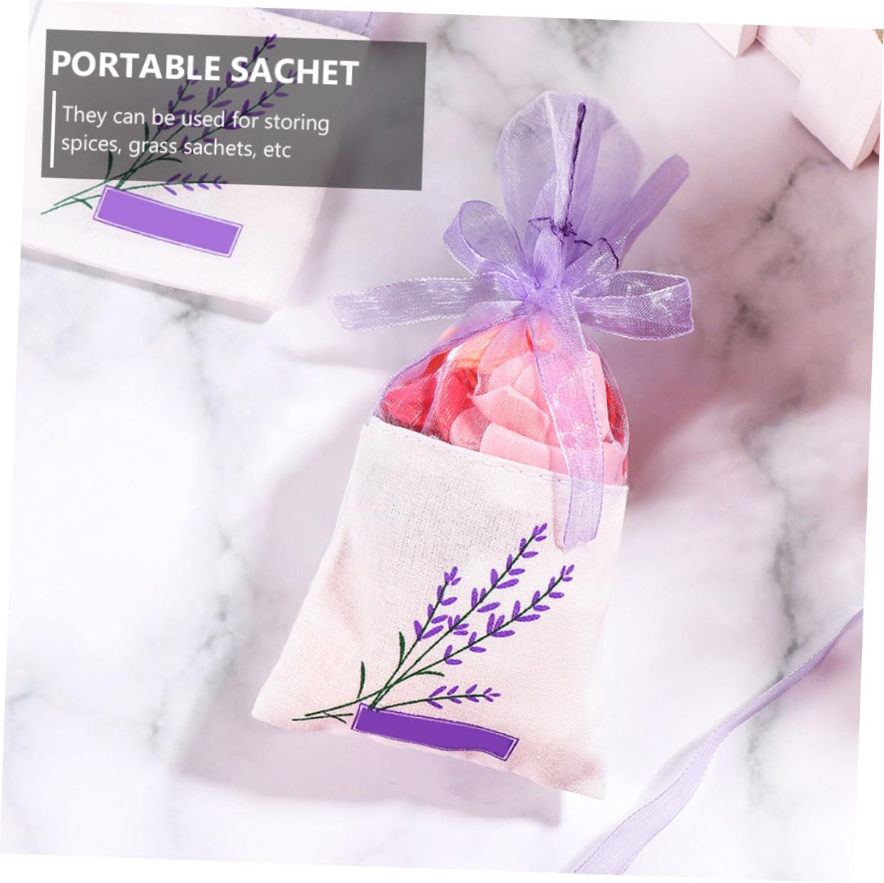 MAGICLULU Lavender Sachet Bags 15pcs Light Purple Portable Mesh Sachets for Home Fragrance Closet Freshener Dried Lavender Scented Bags
