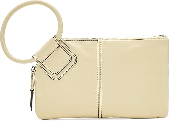 HOBO Sable Leather Wristlet Clutch with Circular Handle, Zippered Closure, Credit Card Organizer, Interior Zip Pocket