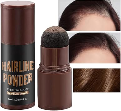 Hair Powder, Hairline Powder hair Root Touch Up, Quickly Cover Hairline Eyebrows & Beard Line,Thin hair Root Dye touch up, Windproof & Sweatproof, for Women & Men Medium Brown