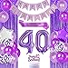 Jollyboom Purple 40th Birthday Decorations for Women 40 Fabulous Party Supplies with Purple Number 40 Balloon Happy 40th Birthday Cake Topper 40 Fabulous Sash Birthday Decorations