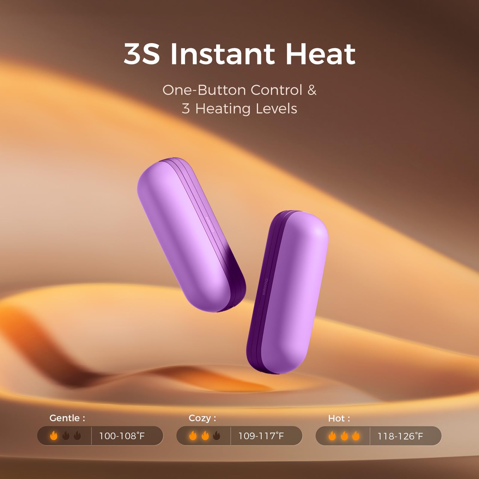 OCOOPA Scaldamani Ricaricabili 2 in 1, Scaldamani Elettrico Magnetico 5200mAh, Scaldamani Tascabili, 3 Livelli di Riscaldamento Fino a 52 ℃, Regali da Campeggio per la Pesca per Uomo, UT2s Mini