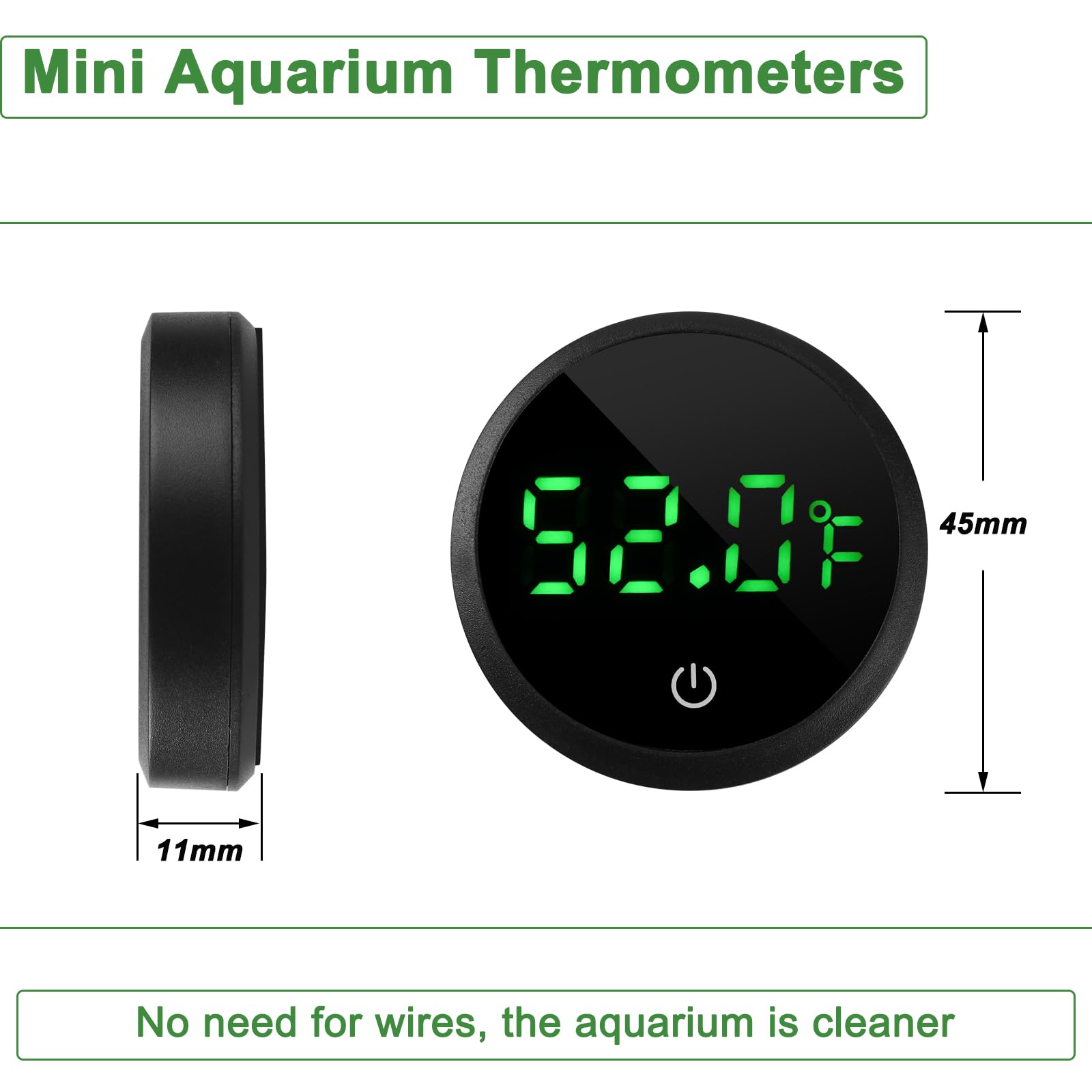 Aquarium Thermometer Digital Fish Tank Thermometer Led Display Fish Tank Temperature Gauge Accurate Thermometer to ±1℉ for Betta Axolotl Turtle Tank (with Spare Battery)