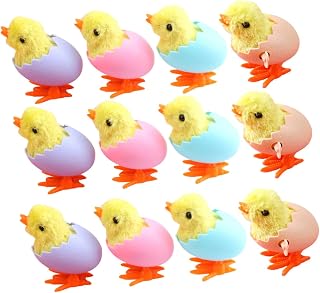 TOYANDONA 12pcs Plush Wind-up Chick Clockwork Jumping Chicken for Compact Walking Chick Novelty Holiday Party Favors and Christmas Decorations