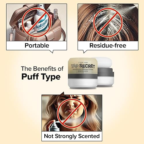Vista 8 de I DEW CARE Tap Secret - Champú seco en polvo con biotina – Tap Secret Original Fortalecimiento y voluminización, recargable, tamaño de viaje, sin