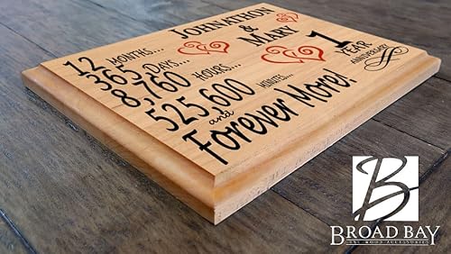 Miniatura 2 de Placa de regalo personalizada para el primer aniversario, regalo de boda para esposa, marido, pareja, él, ella, madera maciza, fabricado en los