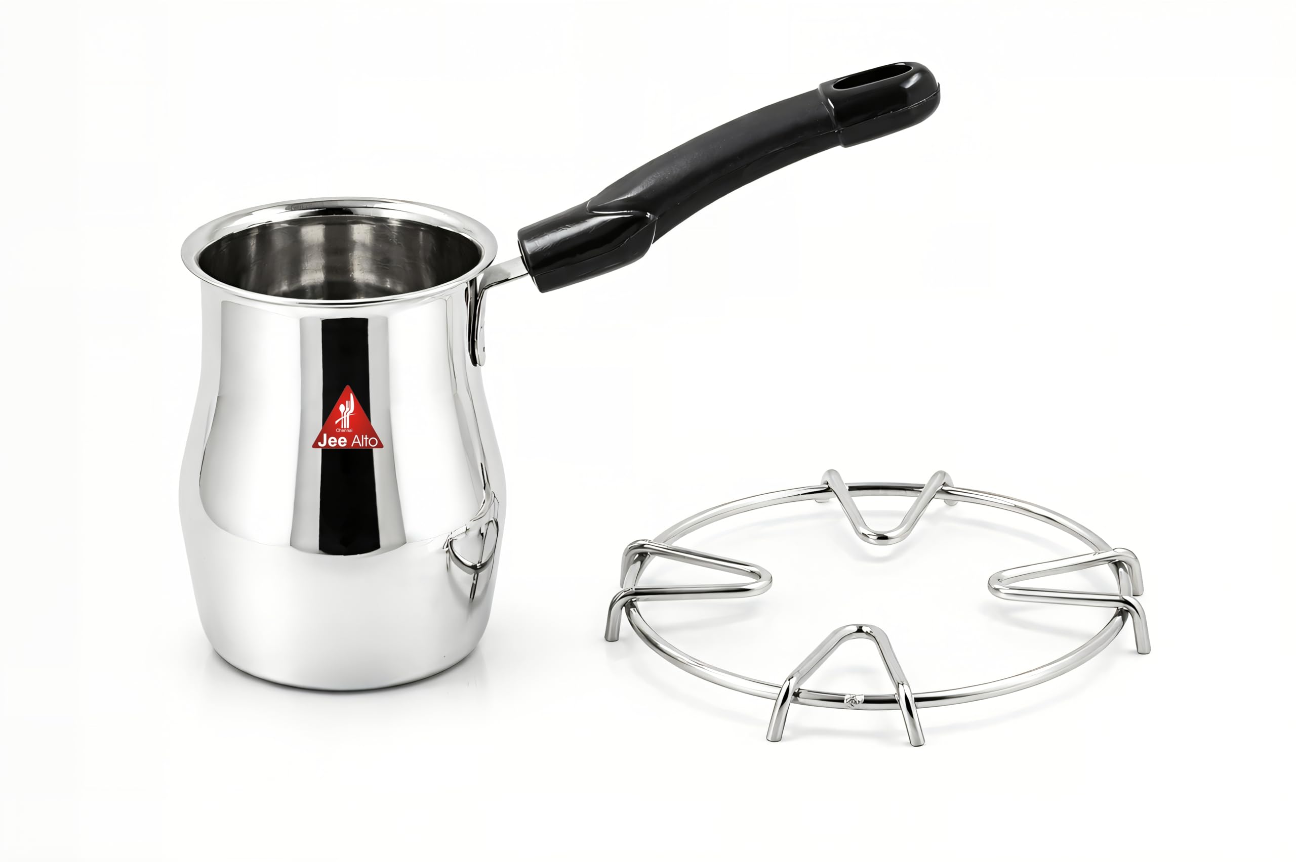 JEE ALTO Stainless Steel Tea Coffee Warmer Pot with Handle and Stainless Steel Gas/Stove Stand_470ML 2