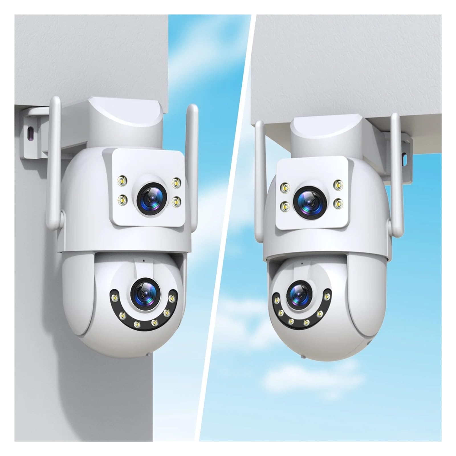 Telecamera PTZ 4K HD 5G Wifi Telecamera esterna 4MP Doppia lente Doppio schermo Monitoraggio automatico Telecamera IP Protezione di sicurezza Sorveglianza CCTV(UK PLUG_6MP NO CARD)
