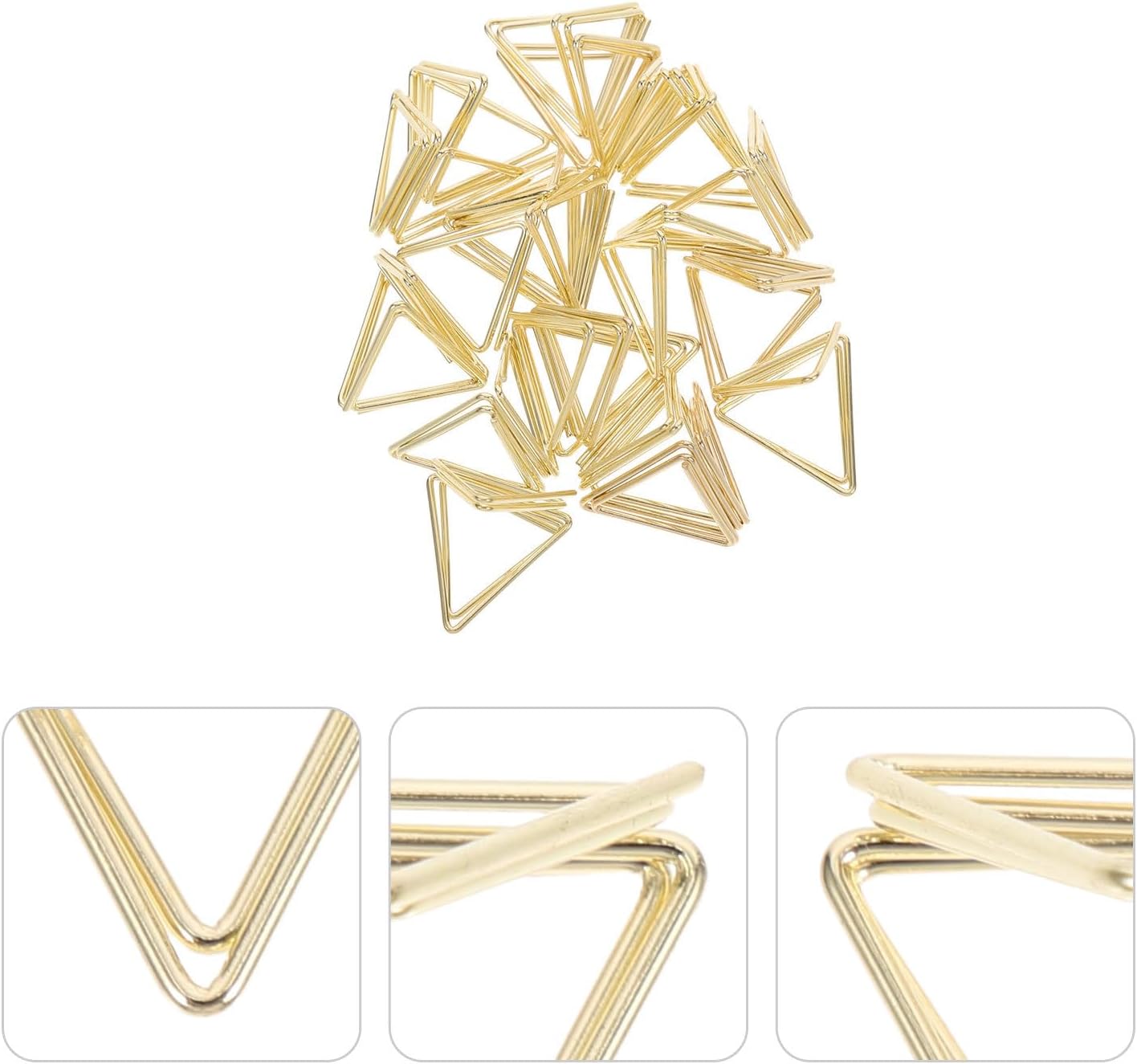 20pcs Metal Name Card Holders Gold Plated Iron Triangular Clips, Desktop Memo and Photo Display Clips for Party, Office, and Home Organization