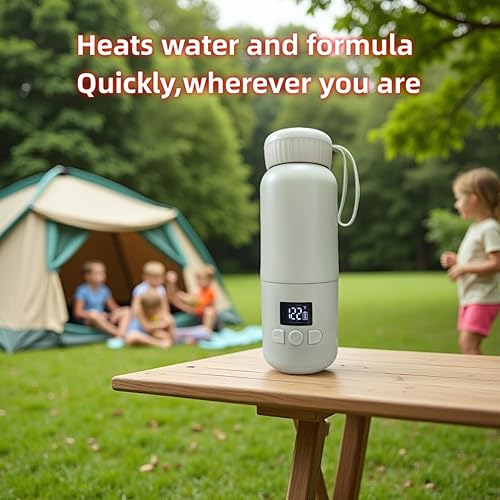 Miniatura 2 de Calentador de biberones portátil para viajes, calentador de biberones portátil de 11 onzas con calentamiento rápido y larga duración de la batería,
