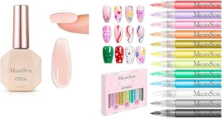 MelodySusie Builder Nail Base Gel Nude Builder Gel for Nails Thickening Nail Art Pens Set, 12 Colors 0.7MM Nail Polish Pens for Nail Art