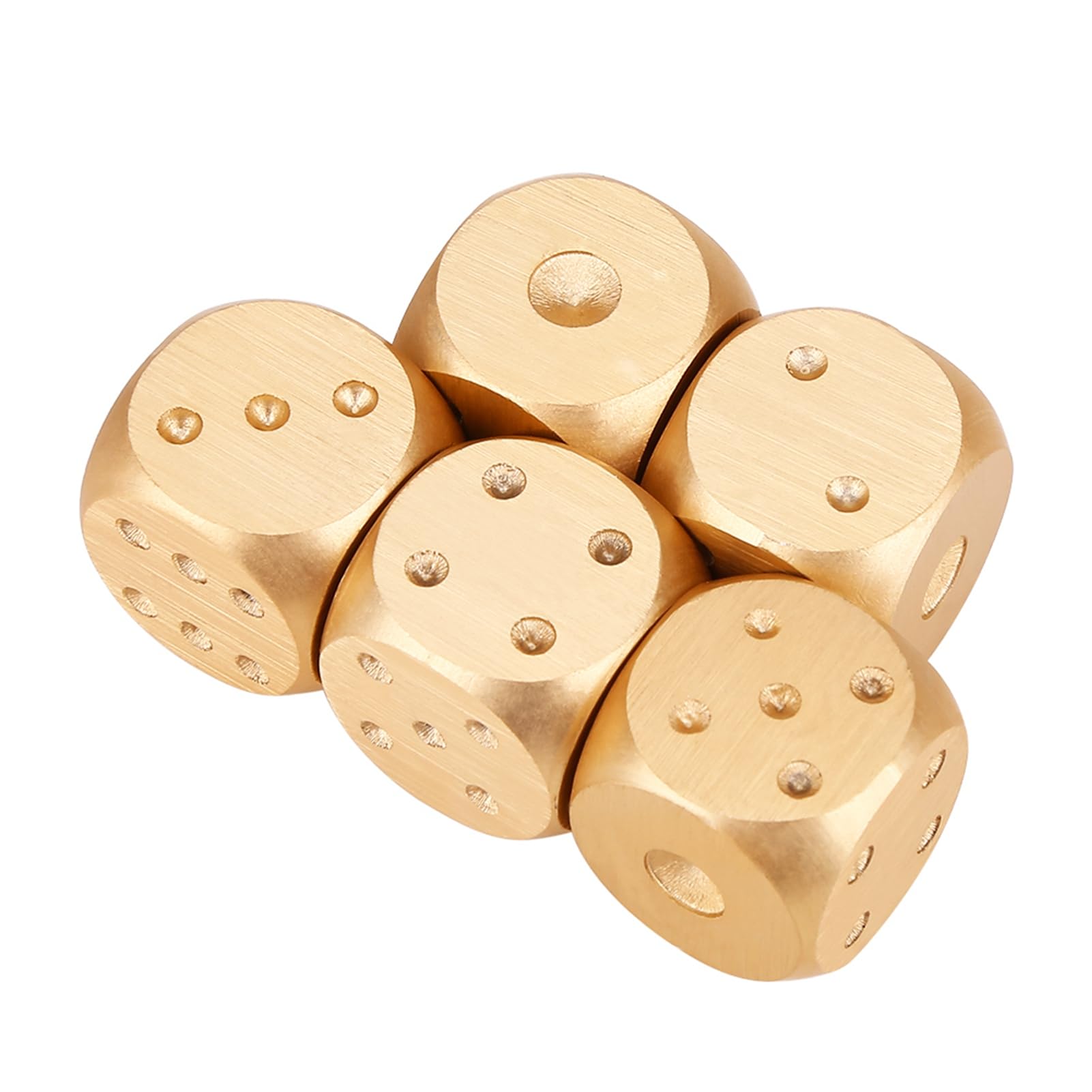 Set di Dadi da Gioco da Tavolo in Lega di Alluminio da 5 Pezzi con Scatola di Immagazzinaggio(Oro)