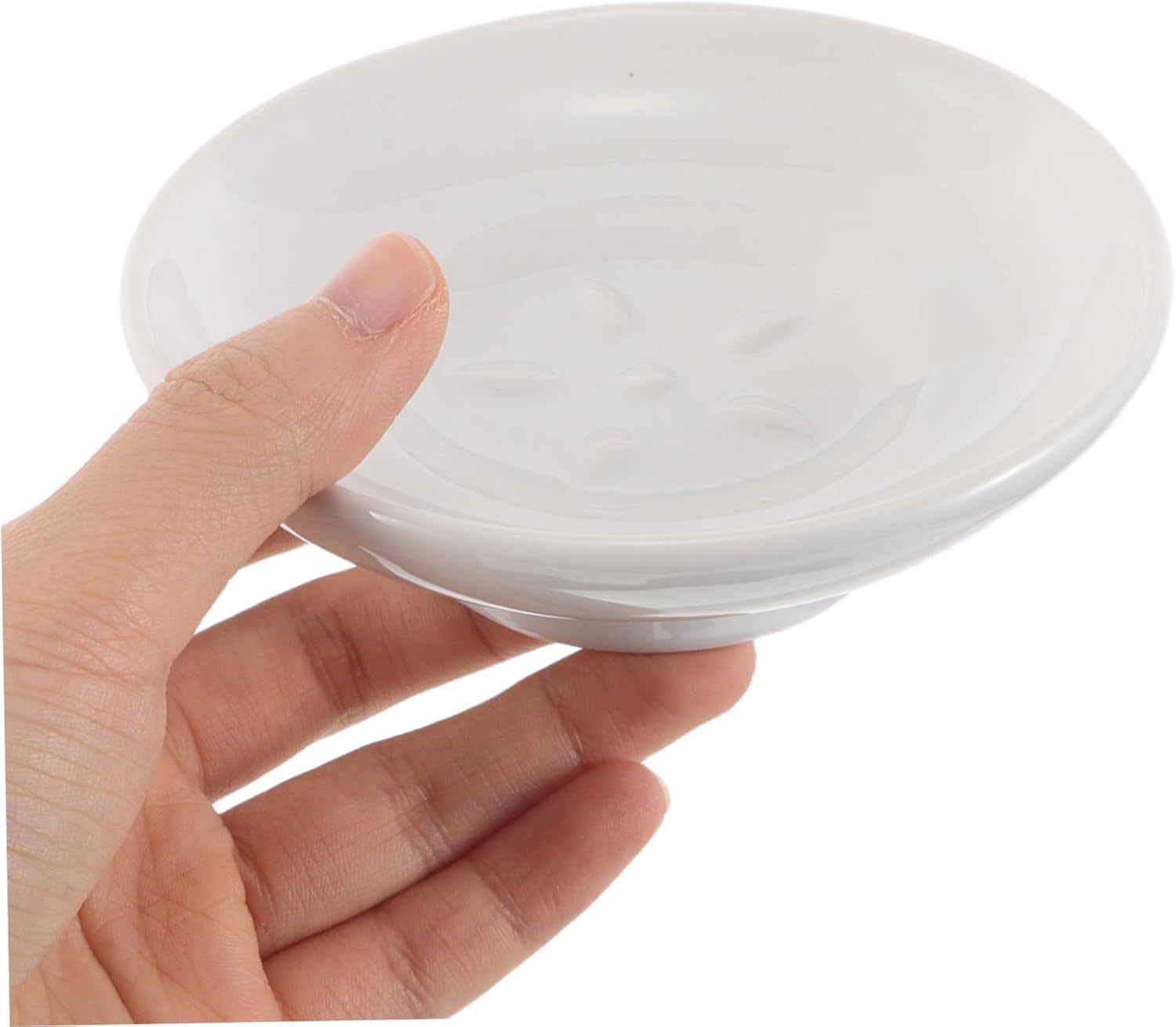 Ceramic Soap Dish Holder, White 11x11cm Drain Tray image 4