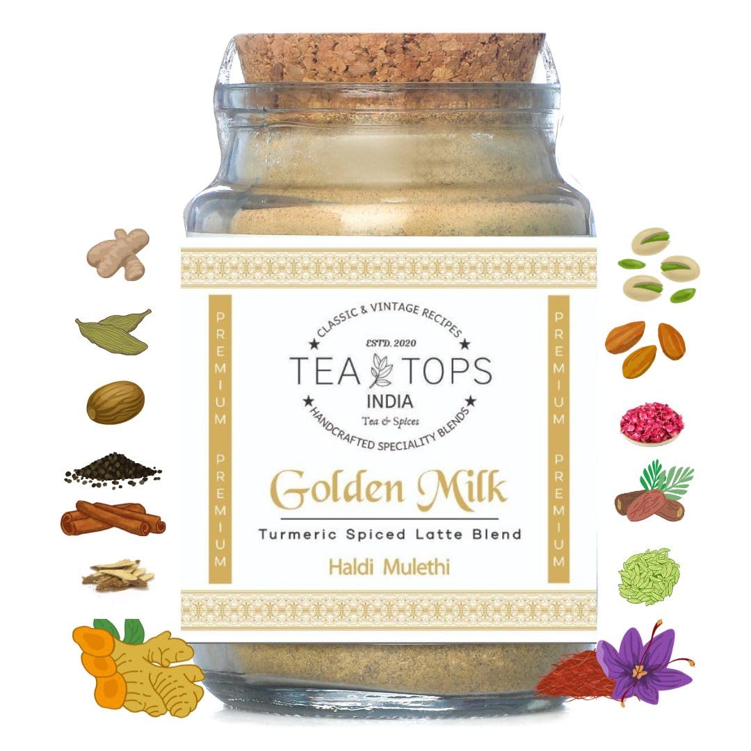 See full amazon price history chart for Tea Tops India Golden Milk Masala | Haldi doodh with a power of 12 immunity boosting spices, nuts & herbs for stress, anxiety relief | Saffron infused Turmeric Milk Booster Mix with No Sugar for a perfect Bedtime Health Drink | 100 gms Tea Tops India Golden Milk Masala | Haldi doodh with a power of 12 immunity boosting spices, nuts & herbs for stress, anxiety relief | Saffron infused Turmeric Milk Booster Mix with No Sugar for a perfect Bedtime Health Drink | 100 gms (B0BFF7SRSS) Amazon Price History, Amazon Price Tracker