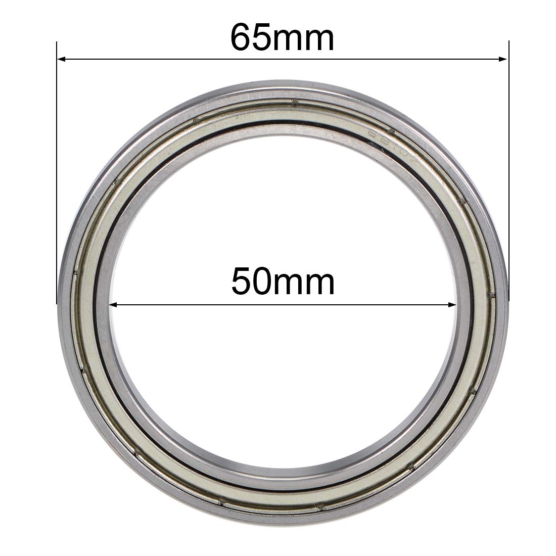 uxcell 6810ZZ Deep Groove Ball Bearings 50mm Inner Dia 65mm OD 7mm Bore Double Shielded Chrome Steel Z2 2pcs