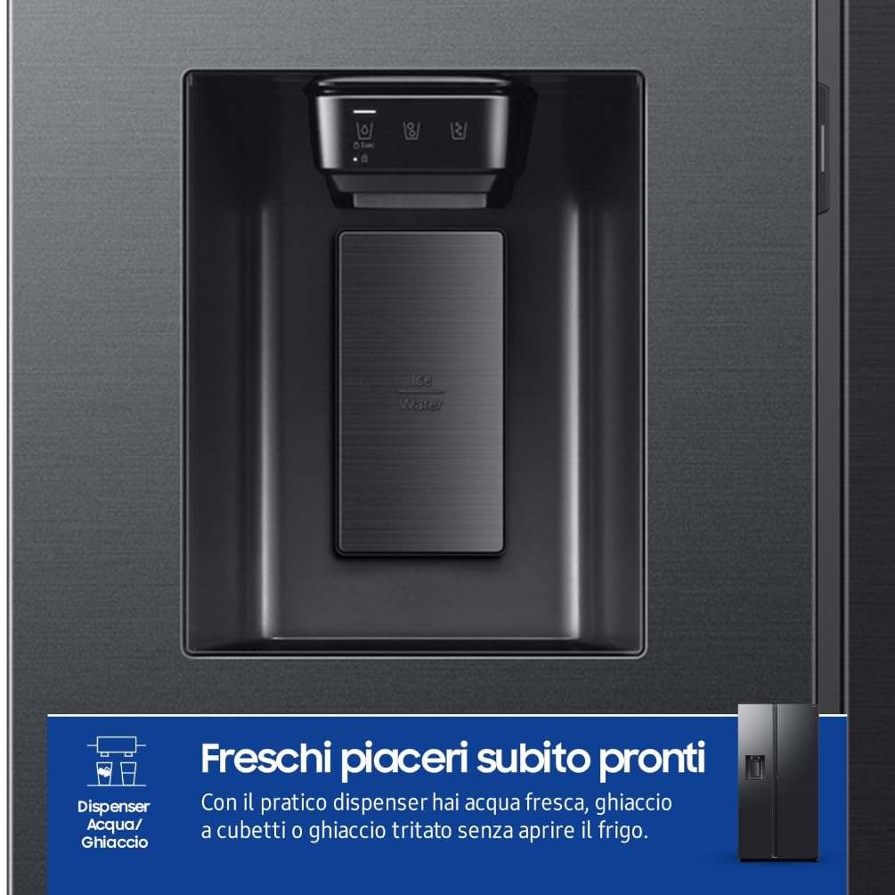 FRIGORIFERO SIDE BY SIDE SAMSUNG RS80F66KBFEF NERO 634 L INVERTER DISPENSER ACQUA E GHIACCIO LIBERA INSTALLAZIONE CLASSE B (Ricondizionato)